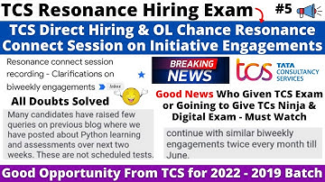 TCS Resonance Mass Hiring | Chance to Get Direct Offer Letter | Resonance Connect Session Initiative