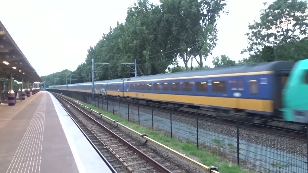 Amsterdam Netherlands: (NS) 2806 E186 xxx Electric Locomotive Pushing ICR (InterCity Rijtuig) Train