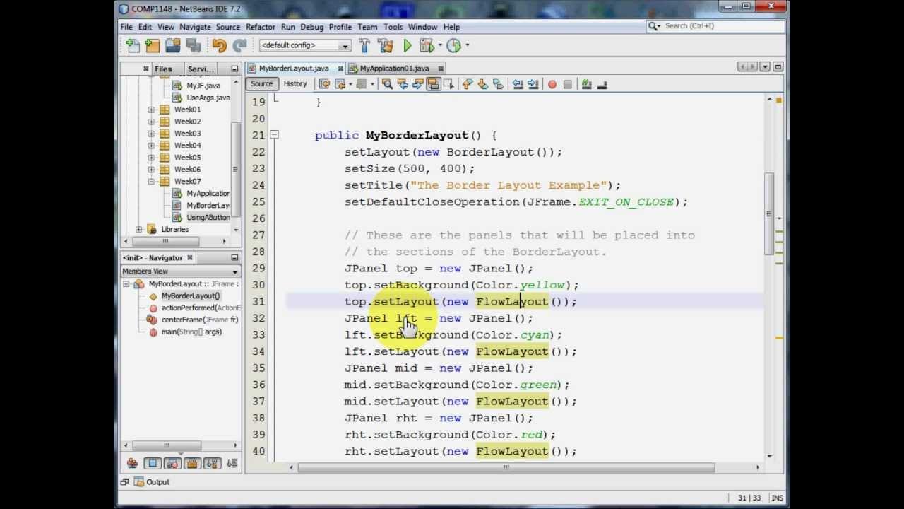 Java GUI - Using the BorderLayout - YouTube