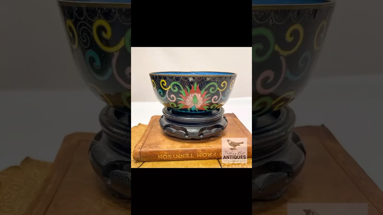 Vintage Chinese Cloisonne Copper Rice Bowl With Stand, ca. 1920s