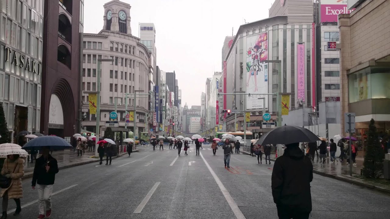 雨の日の銀座 フリー素材 4k Ultrahd Youtube