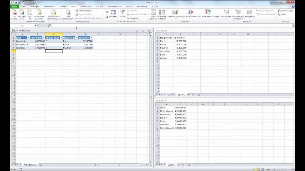 Excel 2010 excel tabellen mit sql query auslesen teil1 youtube