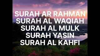 SURAH AR RAHMAN, AL WAQIAH, AL MULK, YASIN, AL KAHFI SYEKH SALAH BUKHATIR