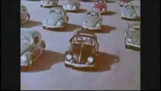 Old Swedish Volkswagen TV spot.  VW Beetle Racing 1950's.