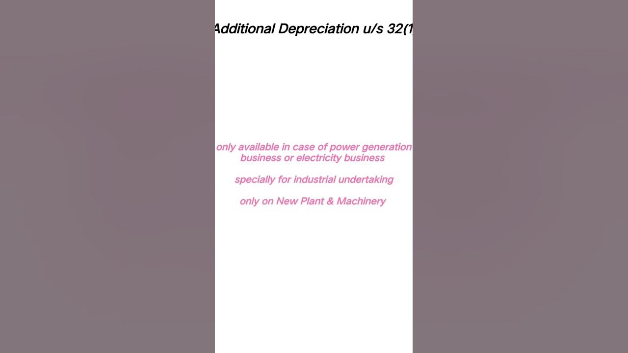 Additional Depreciation under section 32 (1) (iia) YouTube