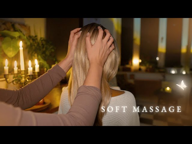 ASMR whispered 😴 soft scalp, hair and back attention with fingertips with/without music