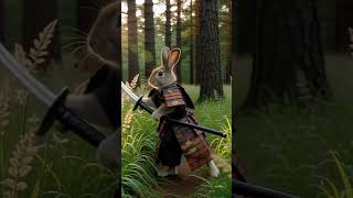 rabbit practicing sword in the fores#rabbit #funny #shorts #ai