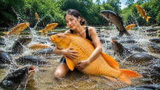 The girl shocked everyone by catching an unbelievable number of huge schools of fish.