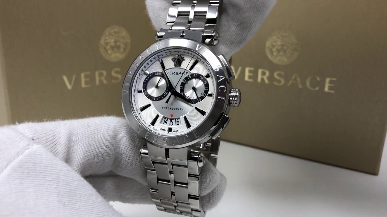 versace silver tone aion watch