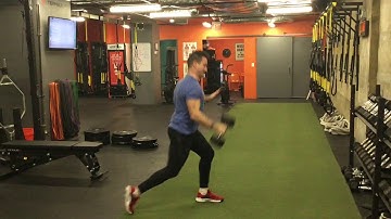 Single Arm Reverse Lunge to Bicep Curl to Press