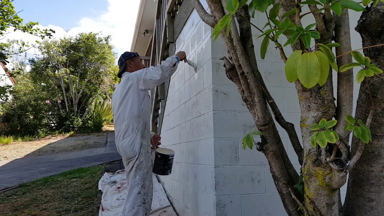House Painting - Aged Concrete block walls - Priming 1 - YouTube