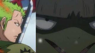 Kawamatsu kaget,zoro bisa menangkis pedangnya