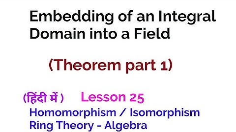Embedding of an Integral Domain into a Field - Homomorphism/Isomorphism-  Ring Theory - Algebra