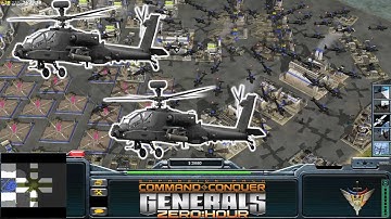 "Apache attack helicopter very strong indeed" USA Aerospace 1 vs 7 Hard | C&C Generals Zero Hour