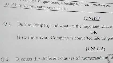 CDE. /A. M. U. /B.com. part 2nd exam 2017-18 /company law and secretarial practice