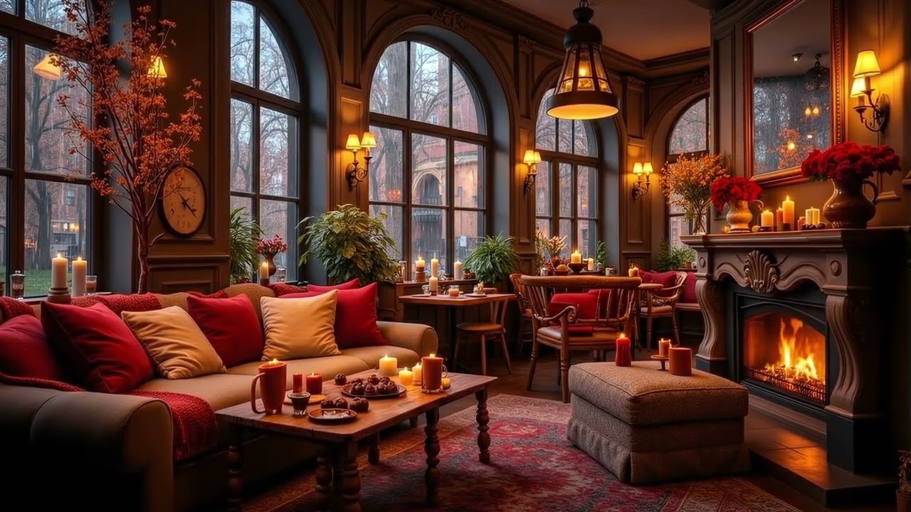 Chill Jazz Music with Crackling Fireplace 🎵❄️ Cozy Winter Lounge for Focus, Relax and Deep Work
