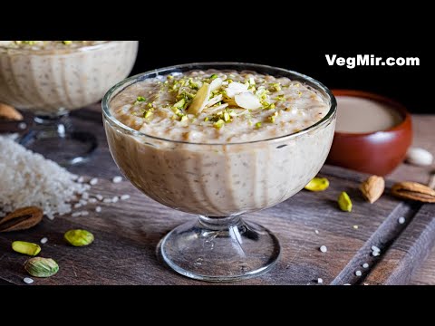 Kheer (rice pudding): indian Ayurveda recipe for breakfast - rice porridge with milk and spices