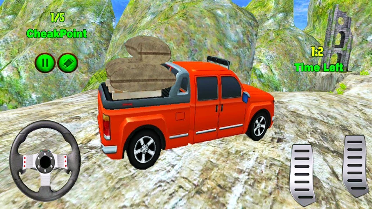 Pickup Truck Cargo Transport Hill Driving Game | Jeep Truck Mountain Racing Game