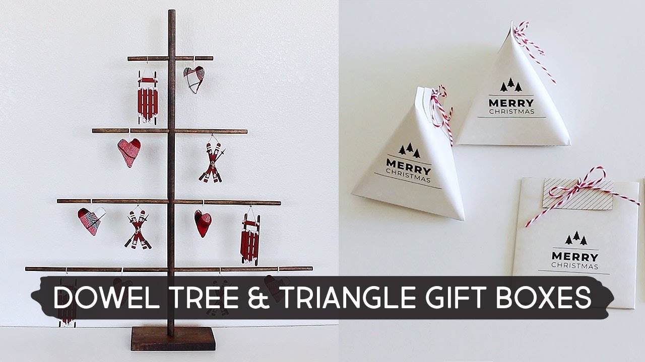 Day 12 DIY Wooden Dowel Tree and Triangle Gift Boxes YouTube