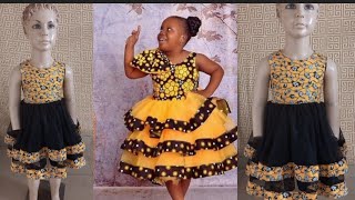How to cut and sew two steps Ankara ball gown for kids (detailed) beginners friendly #oma #ballgowns