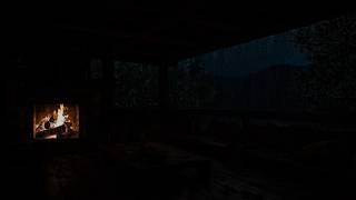 Fall into Sleep (No Ads)⛈️🔥Forest Rain, Firelight & Thunderstorm | Hiding under Dark Cave at Night