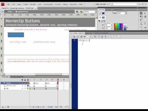 FlashCS4, Movieclip Buttons, part2, basic setup.avi