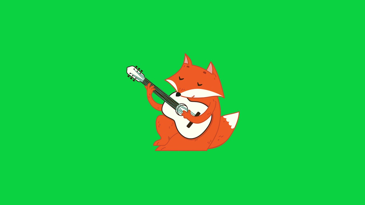 animated cute cartoon singing fox green screen video.