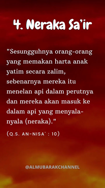 Nama-nama Neraka Yang Disebut Dalam Al-Quran