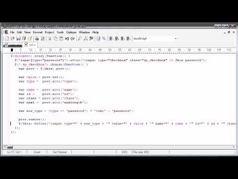 jQuery Tutorial - 198 - Show/hide password in field