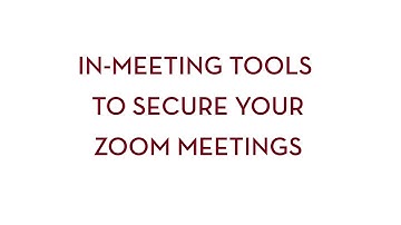 In-Meeting Tools to Secure your Zoom Meetings