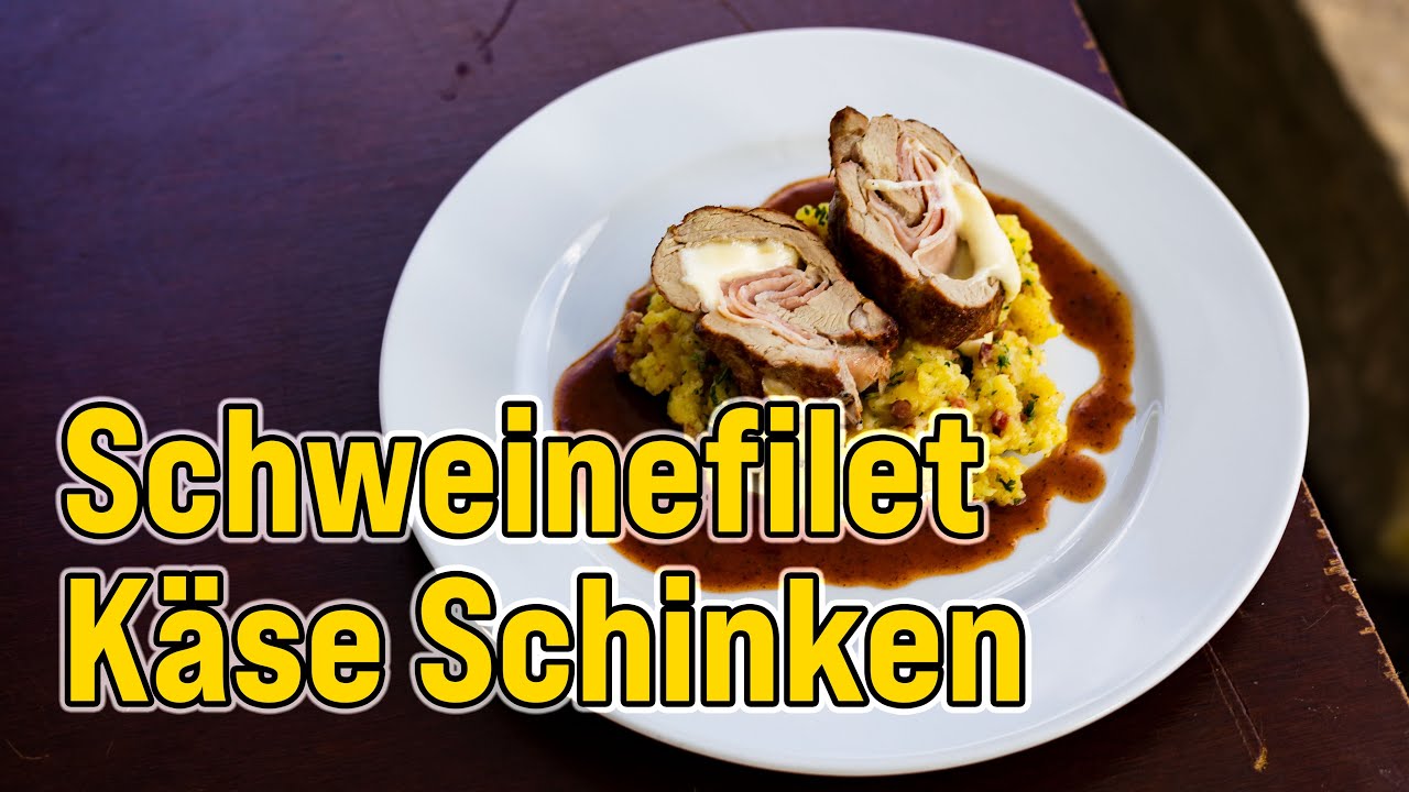 Schweinefilet gefüllt mit Käse und Schinken | Kartoffel-Speck-Stampf ...