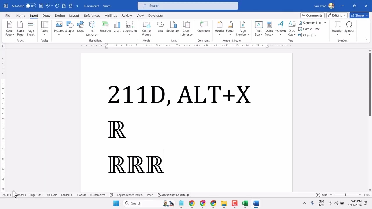 Как ввести набор символов действительных чисел в Word