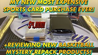 MY NEW MOST EXPENSIVE CARD PURCHASE EVER! $4,000! +Reviewing New Basketball Mystery Repack Products!