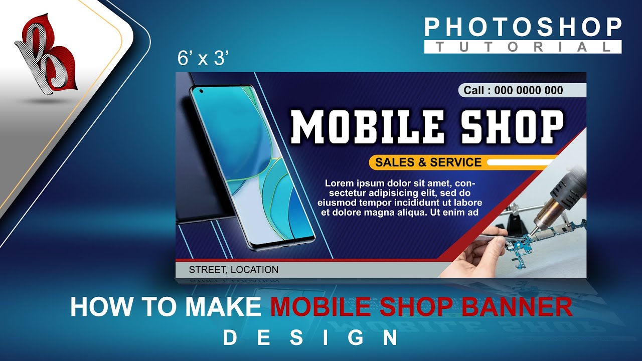 How to Make Mobile Shop Flex Banner Design l Mobile Shop Banner Design