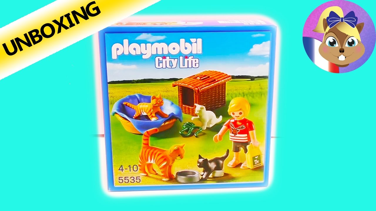 Enfant Avec Quatre Chats Playmobil Avec Gamelle Nourriture Pour Chat Panier Youtube