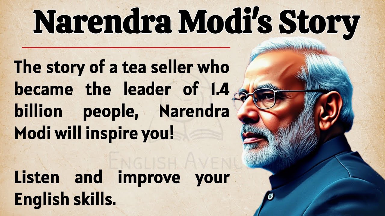 Outline Video Narendra Modi's Story || Learn English Through Story Level 1 🔥 || English Listening Practice ✅
