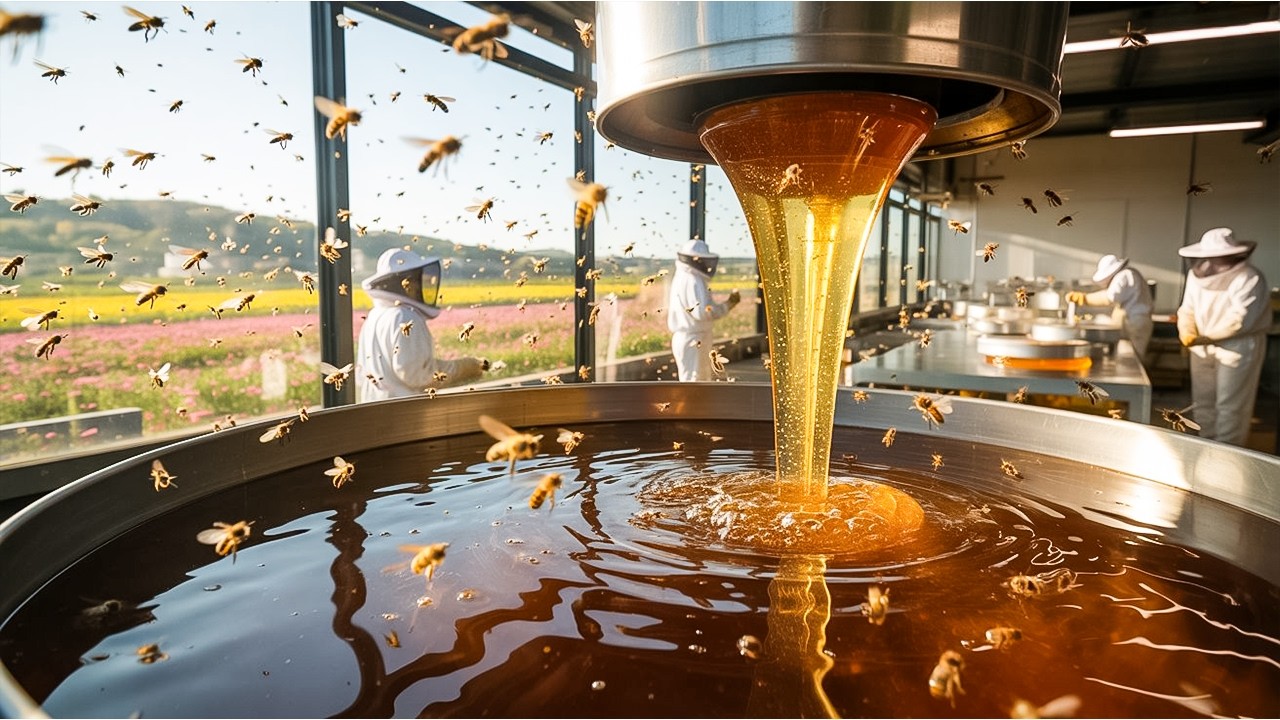 كيف يتم انتاج العسل داخل المصنع ؟ - Honey Factory