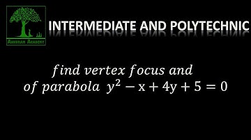 Intermediate Second Year find vertex focus and directrix of parabola