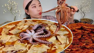 ASMR 직접만든 김치낙지수제비 김치전 리얼먹방 :) Kimchi octopus sujebi, Kimchi pancake MUKBANG