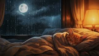 100% Guaranteed Relaxation: Cozy Room with Gentle Thunder Sounds | Rainy Cat Nap