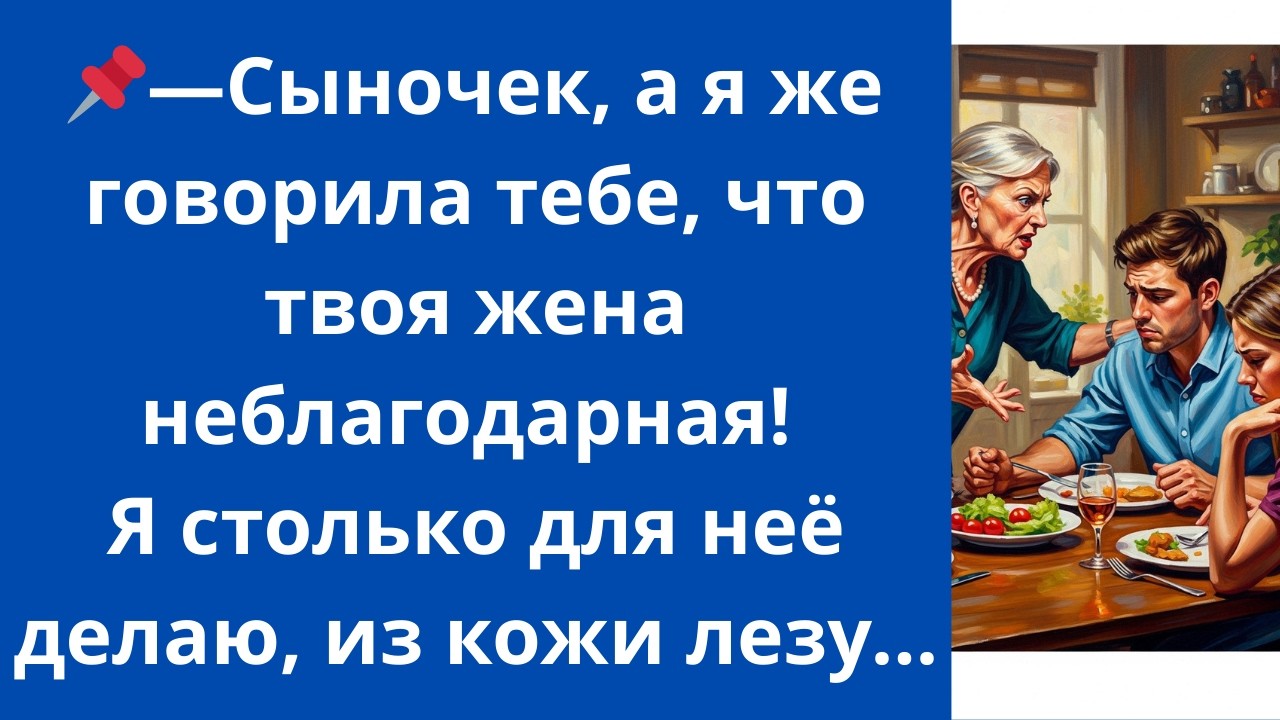 ​Сыночек, а я же говорила тебе, что твоя жена неблагодарная! Я столько для неё делаю, из кожи лезу