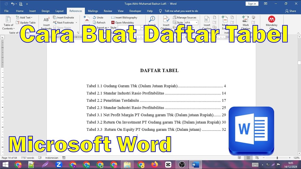 Buat Daftar Tabel Otomatis Dengan Mudah Dan Cepat di Microsoft Word ...