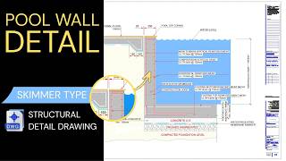 Pool Retaining Wall Detail Drawing (Skimmer Type) – Structural CAD Design