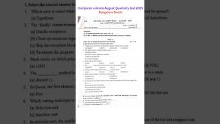 2nd puc Computer Science August quarterly test 2025 Question paper 📜🗞️