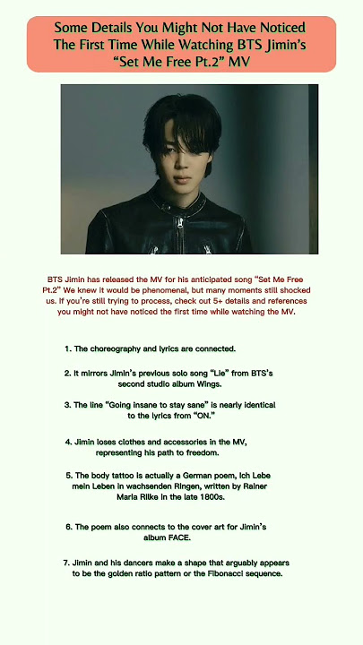 Facts about BTS Jimin “Set Me Free Pt.2” MV #bts #jimin #btsarmy #btsshorts #shorts #facts #song