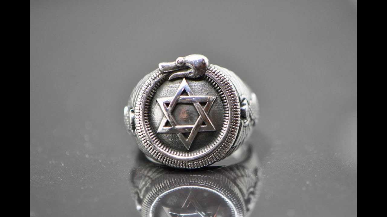 Ouroboros Ring Star of David Snake eating its Tail Talisman STERLING SILVER 925