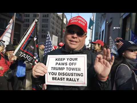 Trump Supporters Protest seizure of Trump's Properties outside Trump Tower in NYC