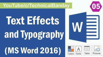 MW005-Text Effects and Typography || Microsoft Word 2016 Tutorial in Hindi || Urdu