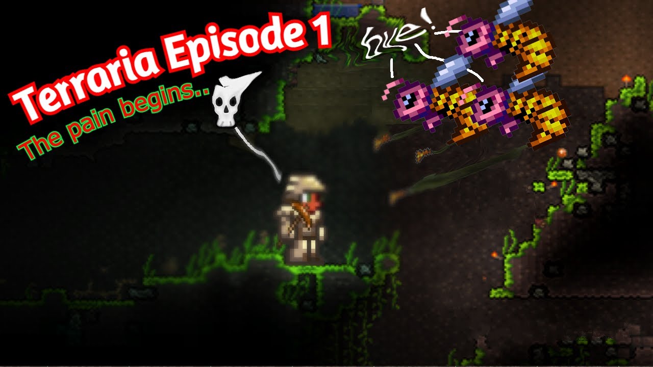 Terraria episode 1, The pain begins.. - YouTube