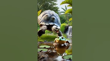 Turtle 🐢 attacking in a frog 🐸 #music #turtle #frog